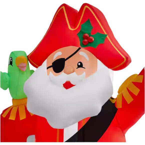 6 Ft LED Pirate Santa Christmas Inflatable Parrot Coastal Beach Tropical New - Picture 6 of 7